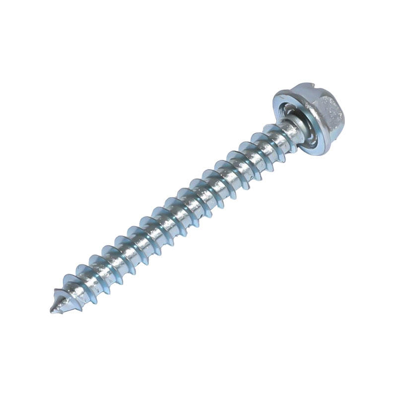 Hex washer head slot drive self tapping screw zinc plated