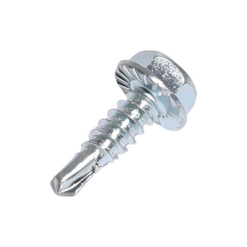 Hex washer head with serrated self drilling screw zinc plated